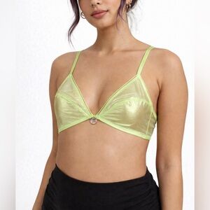 NWT savage X fenty feminine neon green sheer decals lingerie top bra  -Sz L-